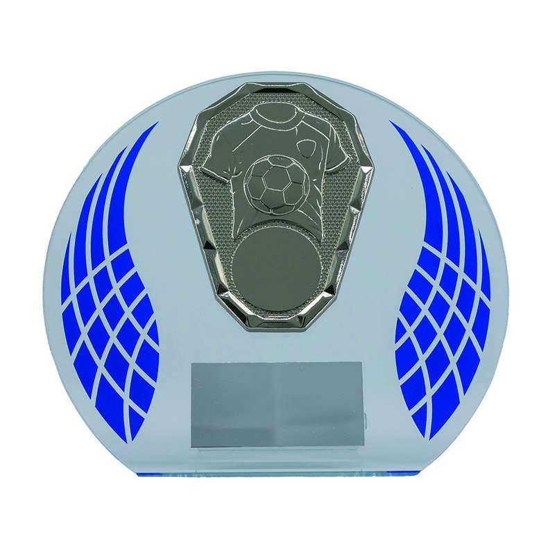 Clear/Blue Wreath Glass with Football Trim – Blue