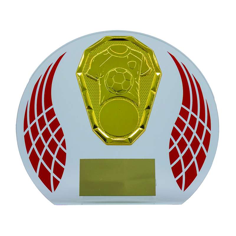 Clear/Red Wreath Glass with Football Trim – Red