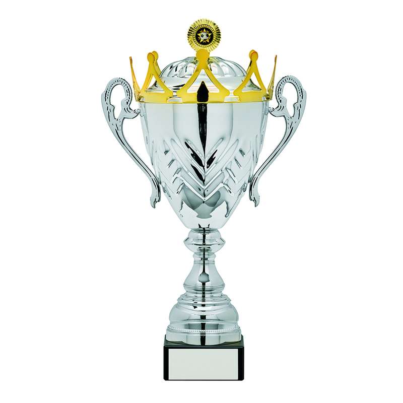 Silver Presentation Cup with Crown Lid – Silver/Gold