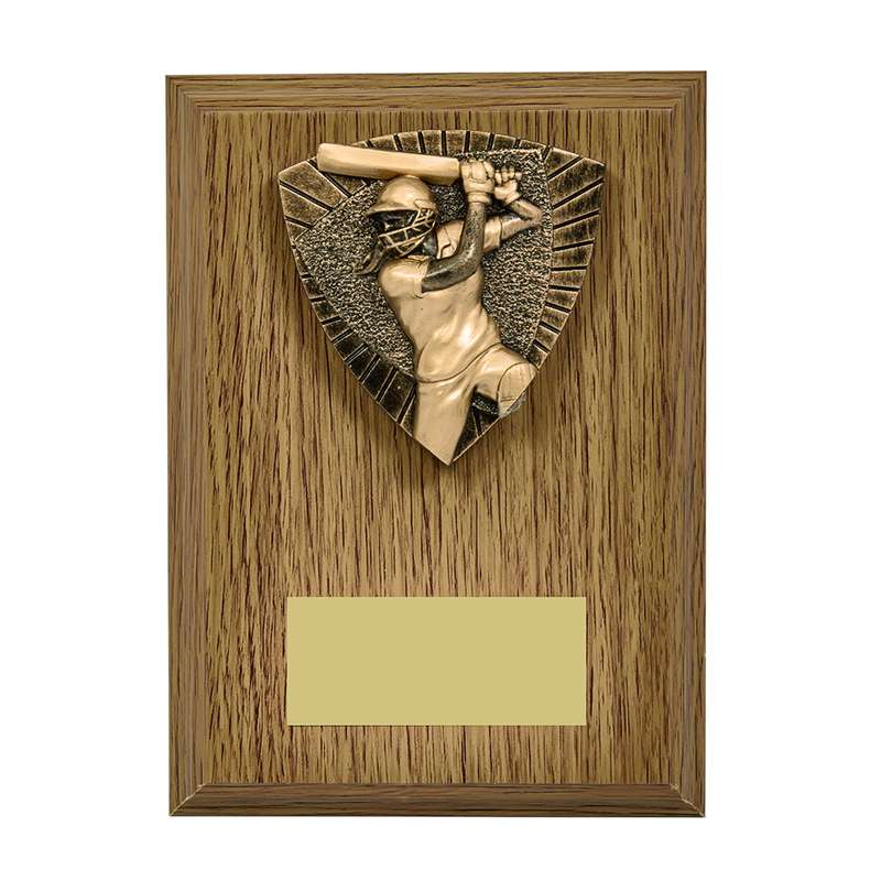 Light Oak Foil Plaque + Male Cricket – Light Oak