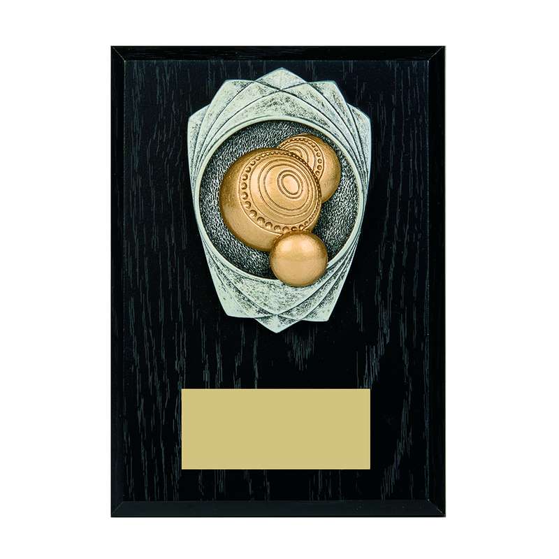 Lawn Bowls Foiled Black Wood Plaque – Black