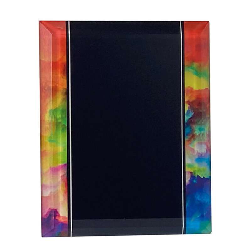 BLACK MULTI COLOUR RECTANGULAR GLASS TROPHY