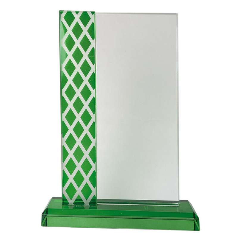 GREEN SIDE AND BASE GLASS TROPHY