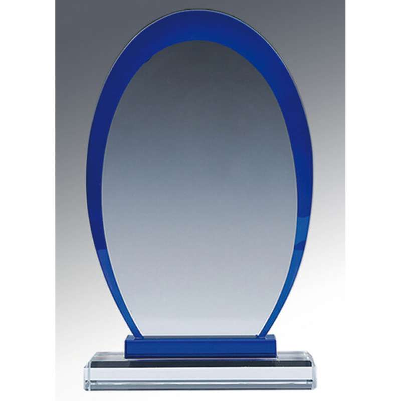 OVAL CRYSTAL WITH BLUE EDGE