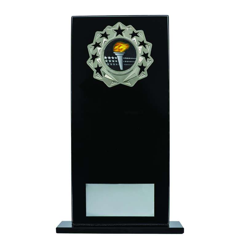 Black Glass Award with Metal Trim – Black