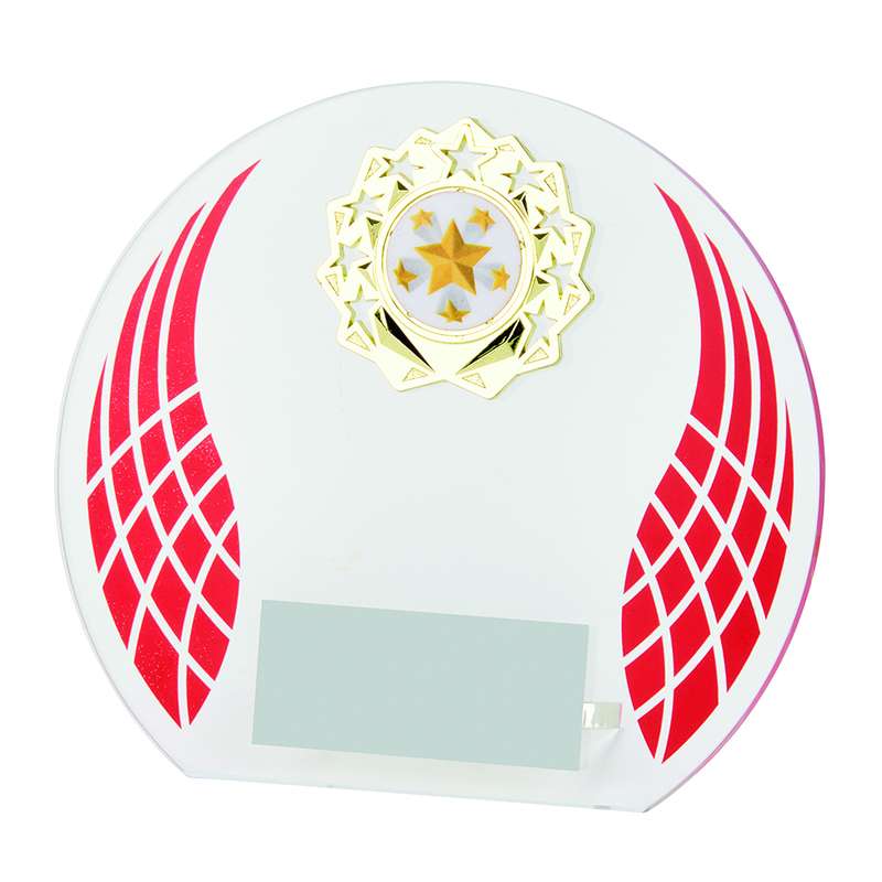 Red Wreath Glass with Metal Trim – Red