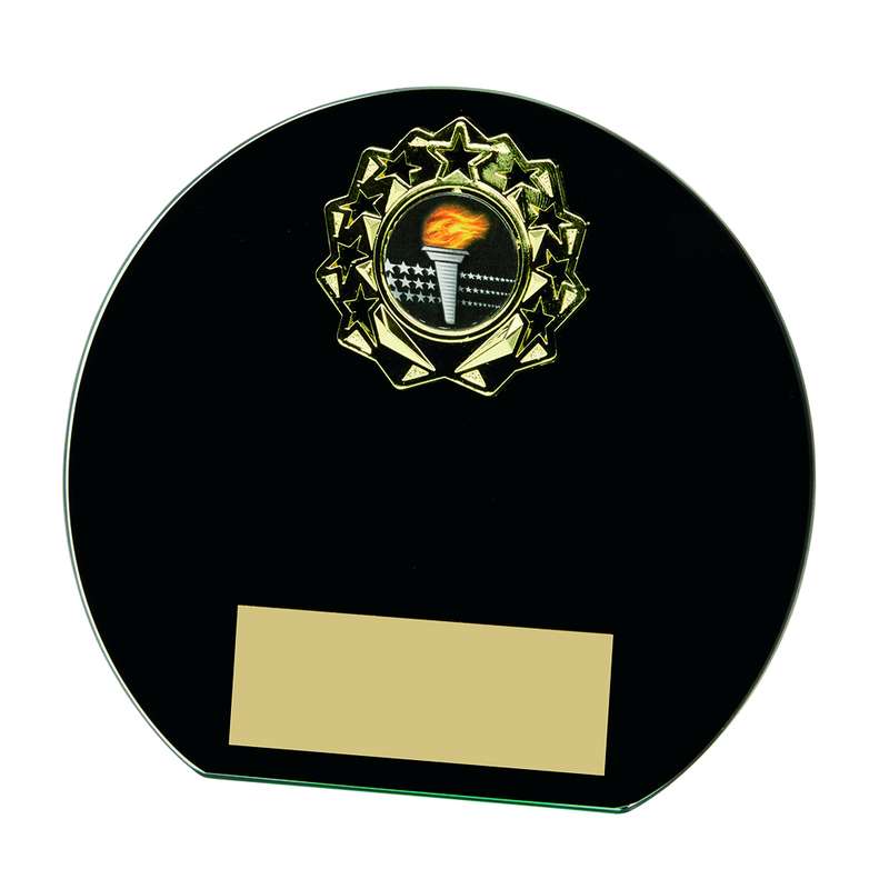 Black Glass Glass with Metal Trim – Black