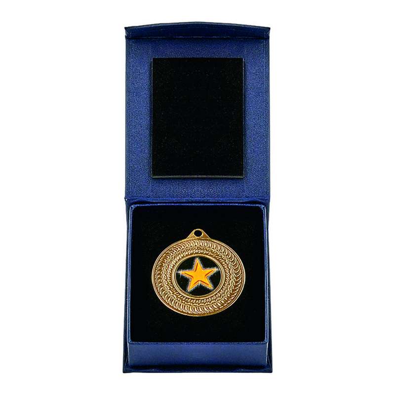 50mm Medal in Blue Medal Case – Gold