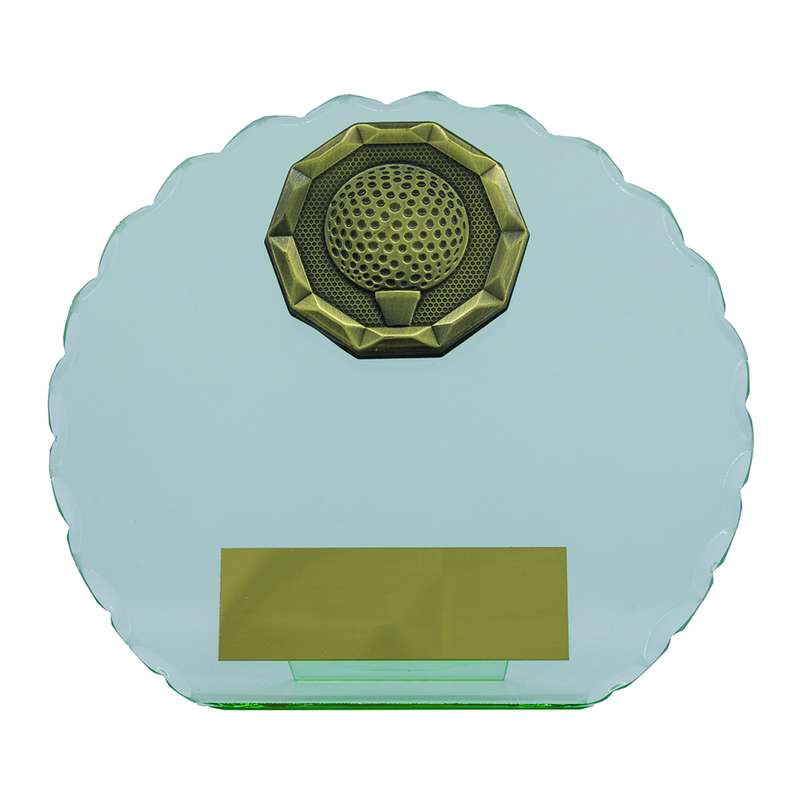 Jade Glass Circle + Gold Golf Trim – Clear