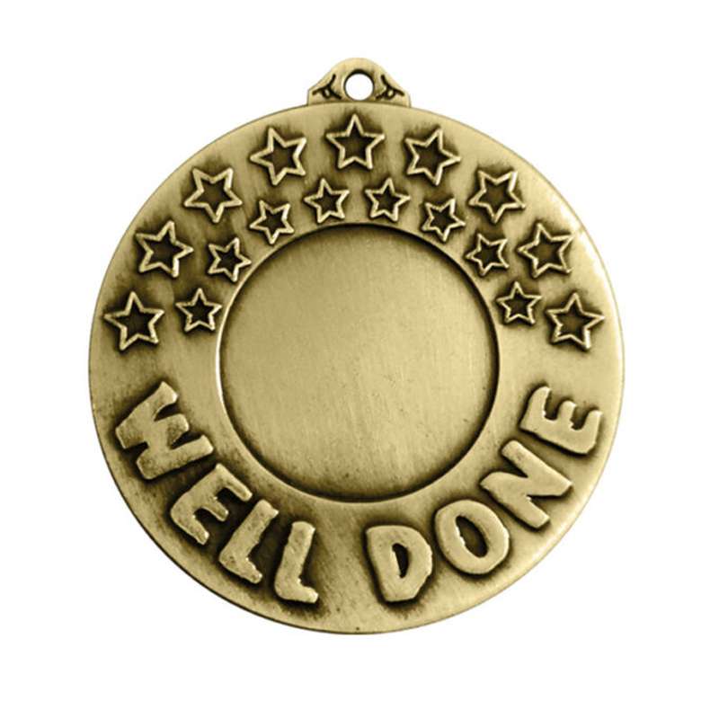 WELL DONE 25MM HOLDER MEDAL 50MM GOLD