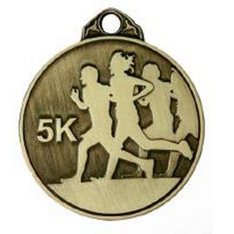 5K RUNNING MEDAL 50MM GOLD