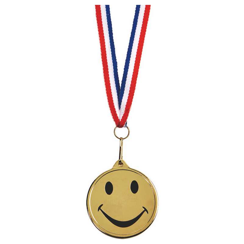 45mm Happy Medal on Red/White/Blue Ribbon – Gold