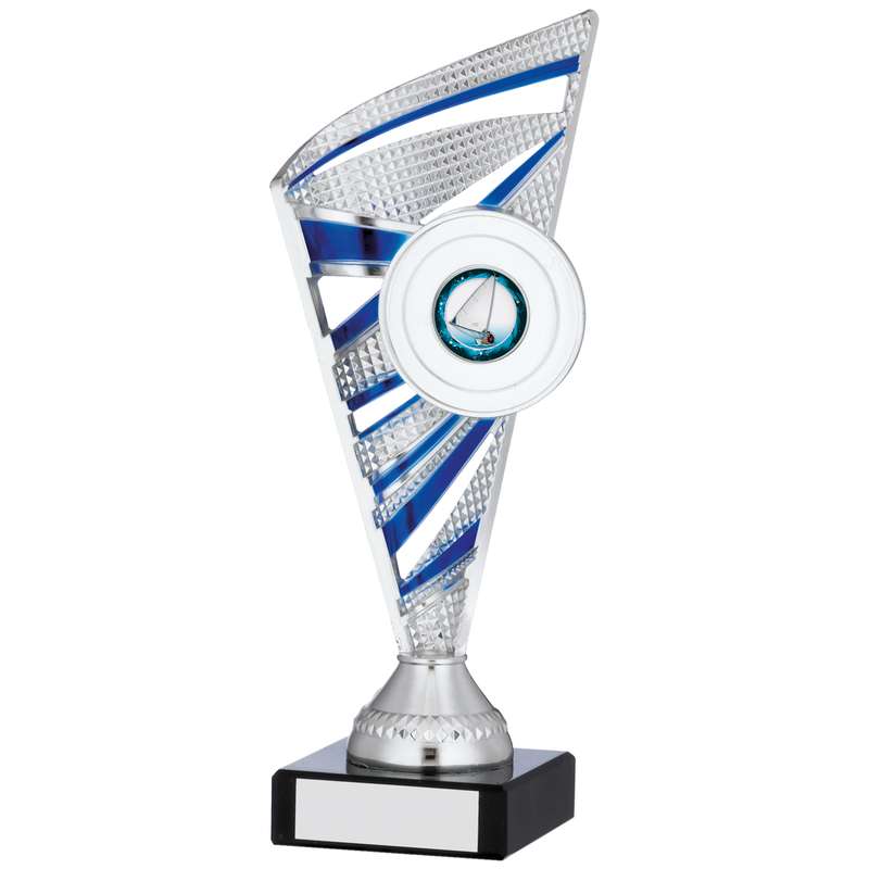 SILVER AND BLUE TROPHY