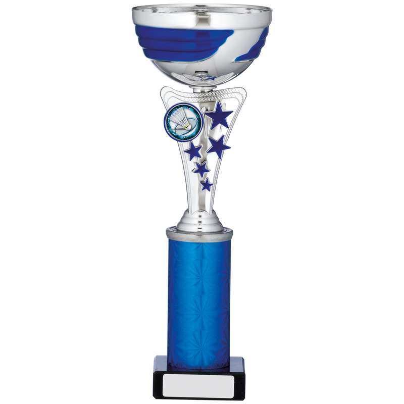 SILVER AND BLUE CUP TROPHY