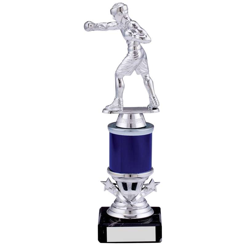 SILVER BLUE BOXING TROPHY