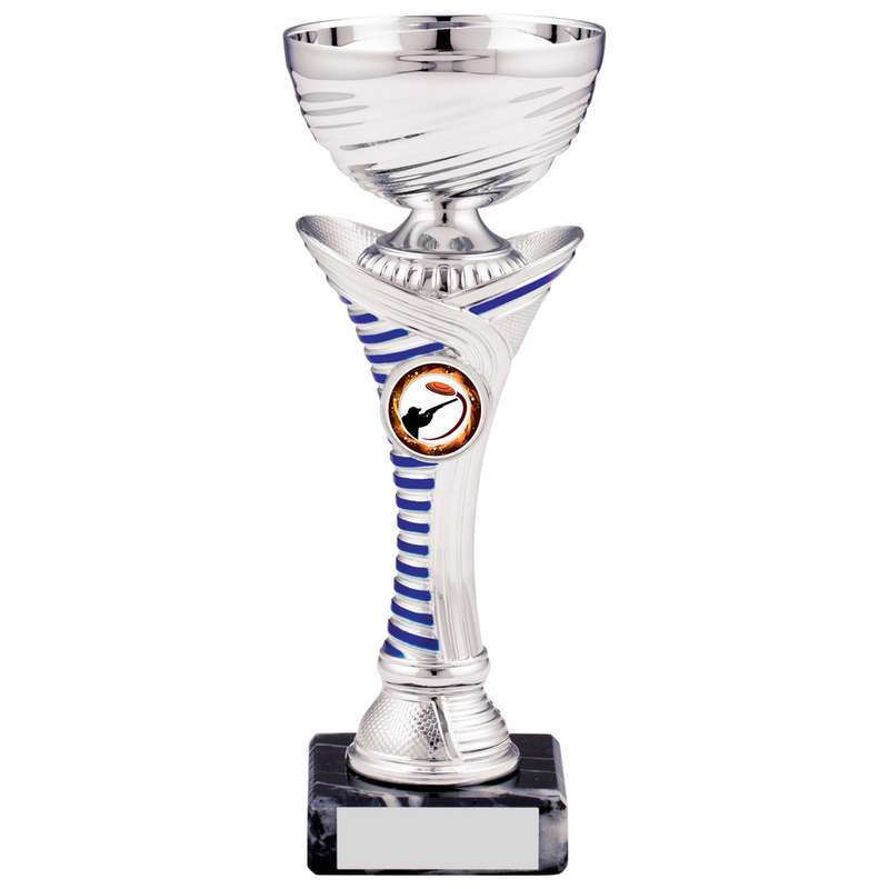 SILVER WITH BLUE STRIPE CUP TROPHY