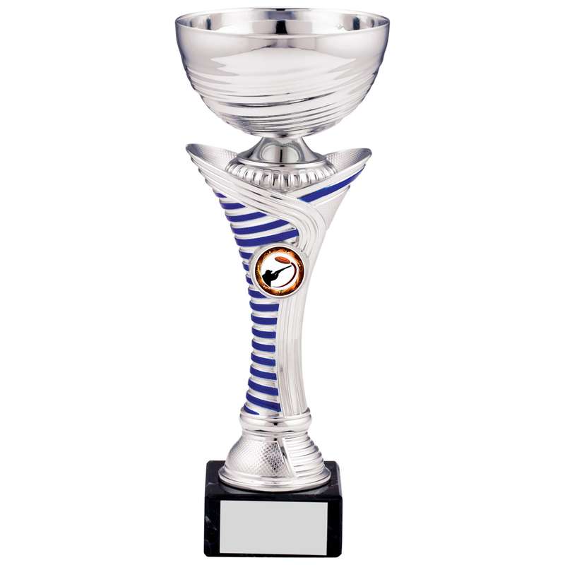 SILVER WITH BLUE STRIPE CUP TROPHY