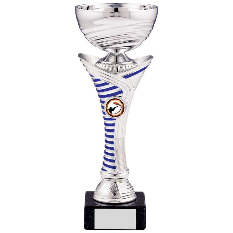 SILVER WITH BLUE STRIPE CUP TROPHY