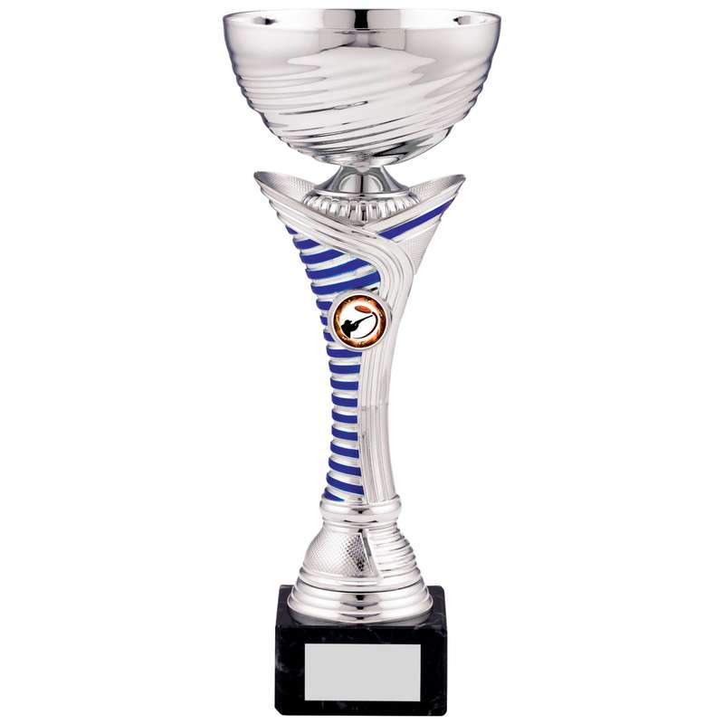 SILVER WITH BLUE STRIPE CUP TROPHY