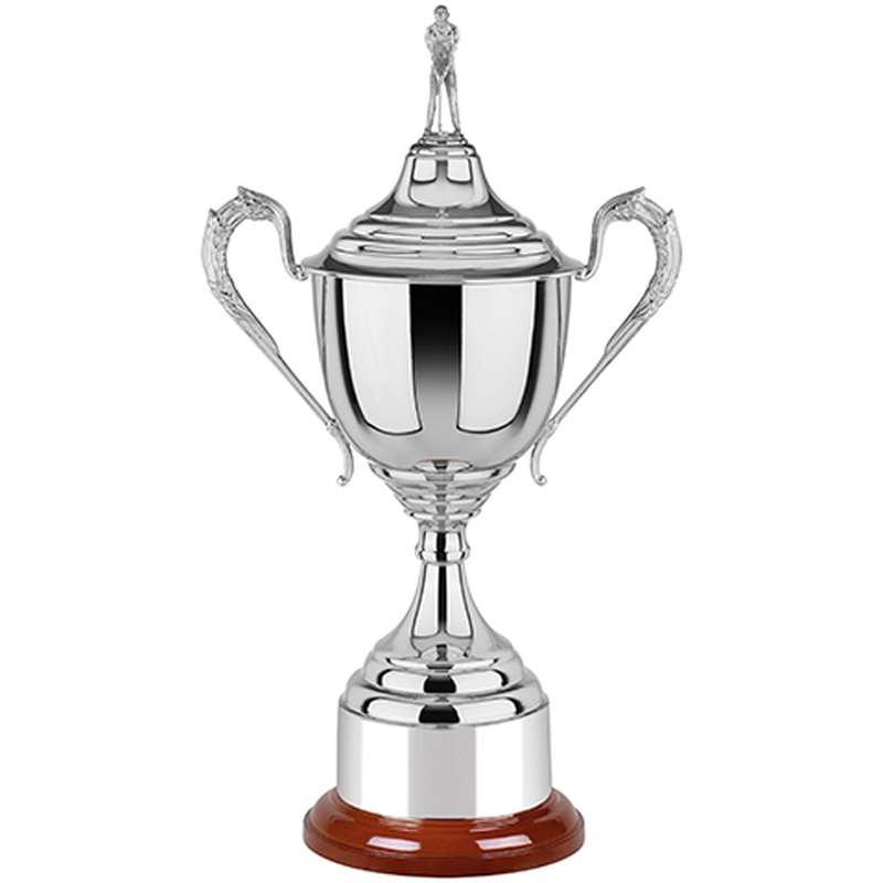 LIDDED NICKEL PLATED GOLF CUP