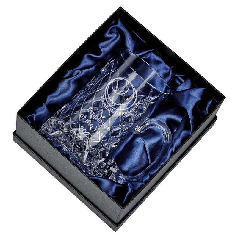 24% Lead Crystal 1 PT Tankard with Panel in Presentation Case – Clear