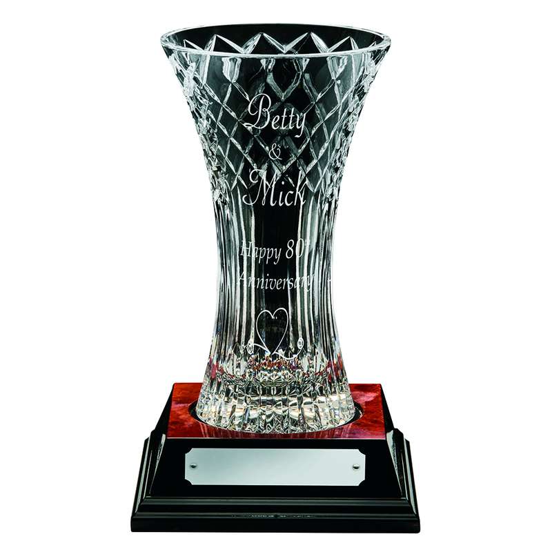 Crystal Vase with Panel & Base – Clear
