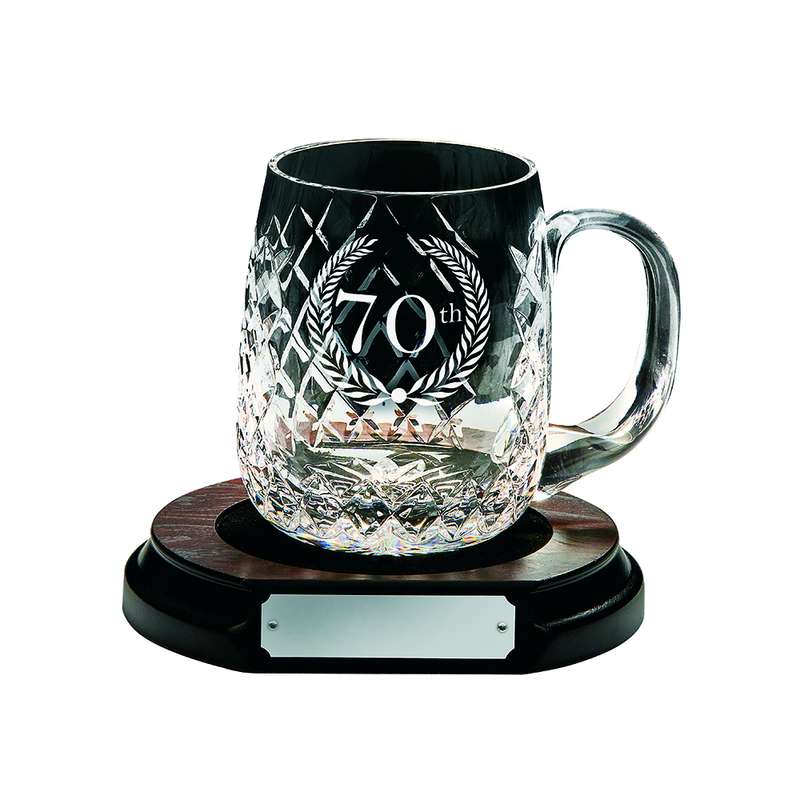 1pt Round Tankard with Engravable Panel & Base – Clear