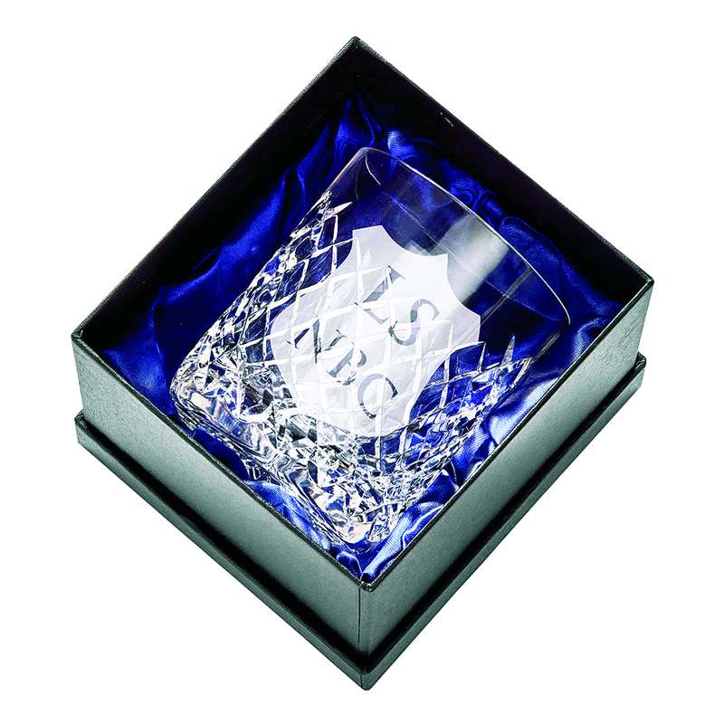 Whiskey Glass with Engravable Panel + Case – Clear