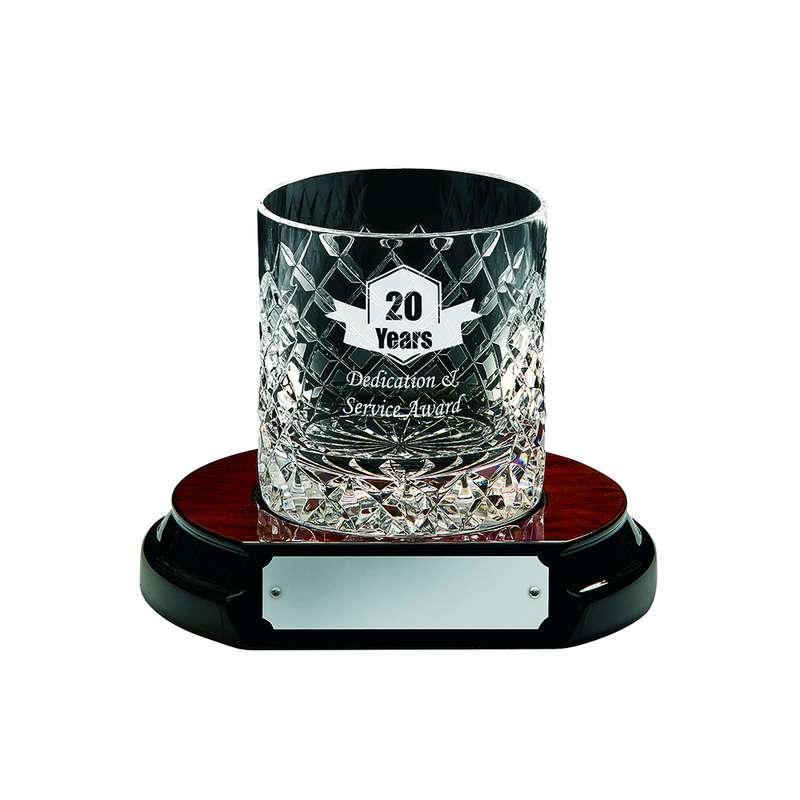 Whiskey Glass with Engravable Panel + Base – Clear