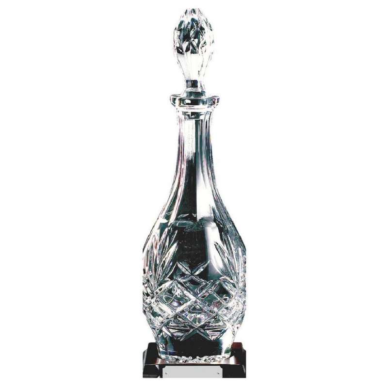 Crystal Wine Decanter on Wood Stand – Clear