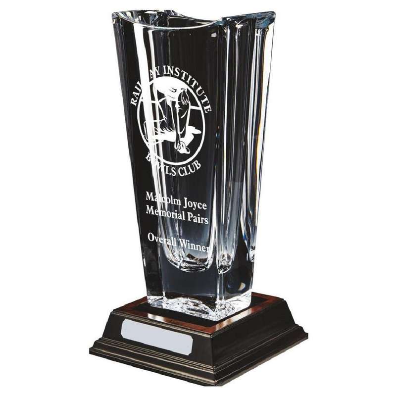 Large Bohemia Crystalite Vase Award (With Panel for Engraving) – Clear