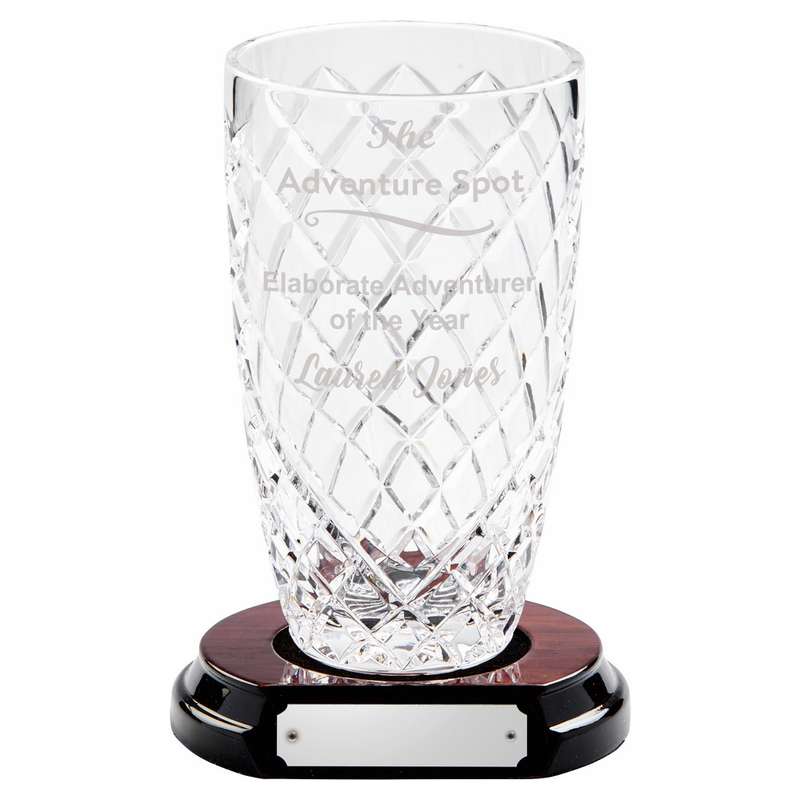 Crystal vase with panel (VASE ONLY) – Clear