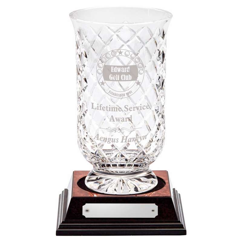 Upright Crystal vase with panel (VASE ONLY) – Clear
