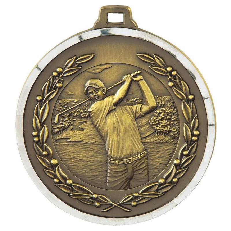 50mm Diamond Edged Male Golf Medal (Bronze) – Ant Bronze
