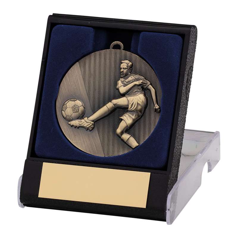 50MM BRONZE FOOTBALL MEDAL IN BOX