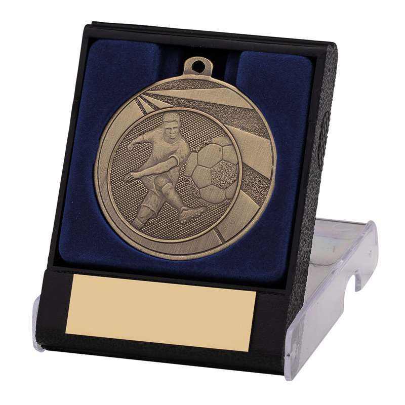 50MM BRONZE FOOTBALL MEDAL IN BOX