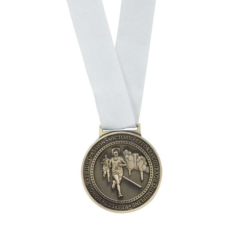 Medal Ribbon Stitched White
