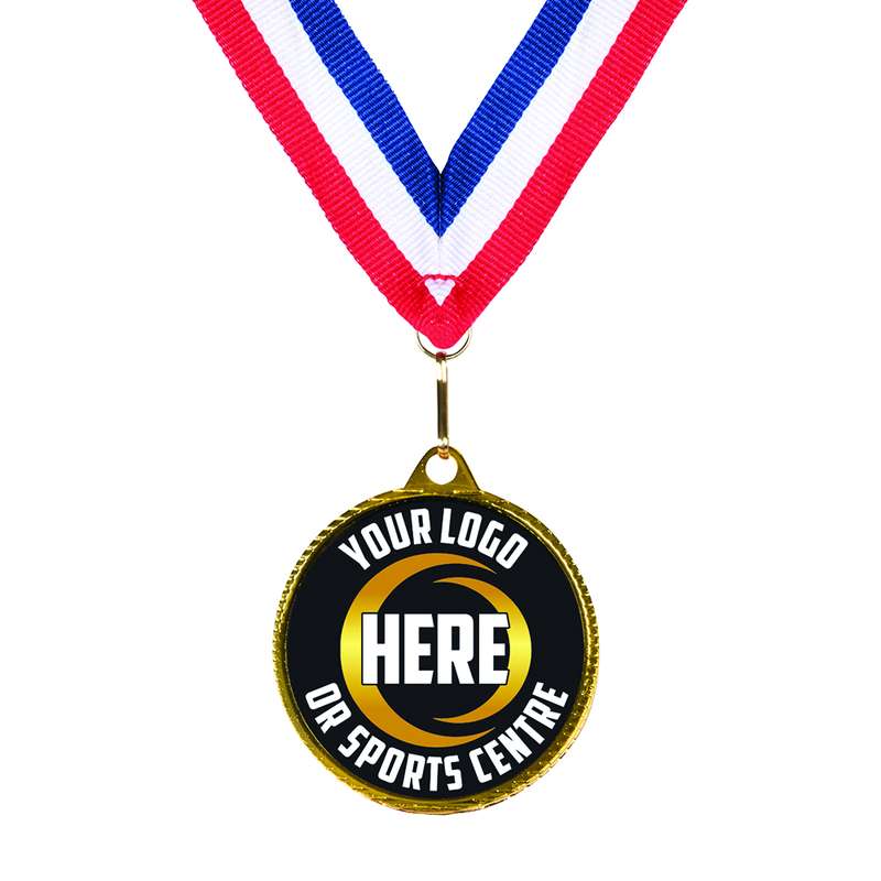 Personalised 55mm Medal with Ribbon – Gold
