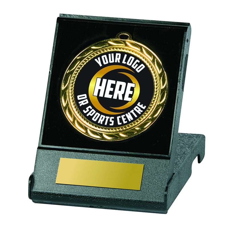 Personalised 70mm Medal in Case – Gold