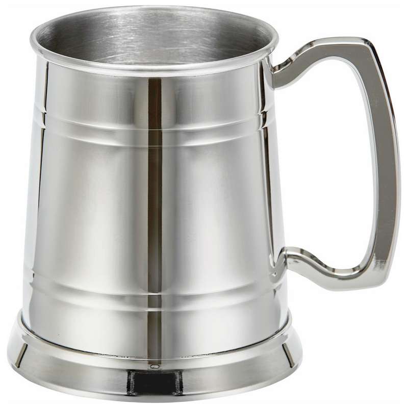 1 Pint Banded Stainless Steel Tankard – Silver
