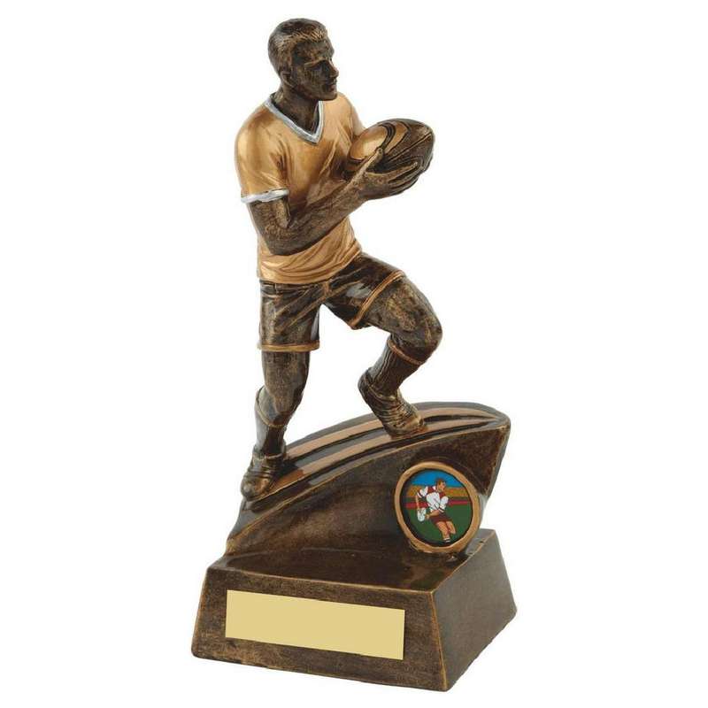 Resin Male Rugby Player Trophy – Ant Gold