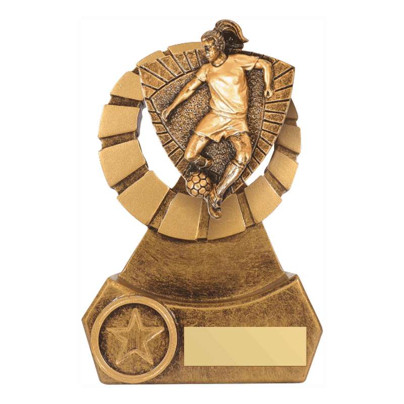 Antique Gold Resin Female Football Award – Ant Gold