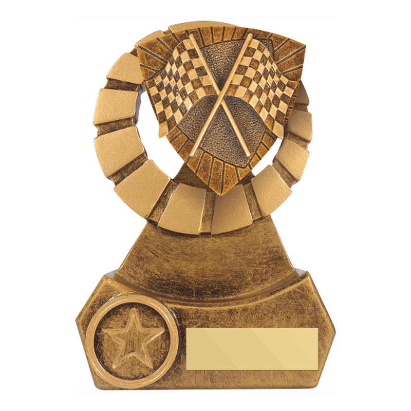Antique Gold Resin MotorSports Flag Award – Ant Gold