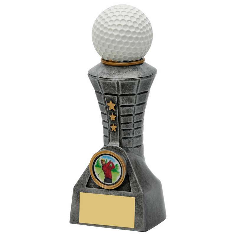 Antique Silver Resin Golf Ball Tower Award – Ant Silver