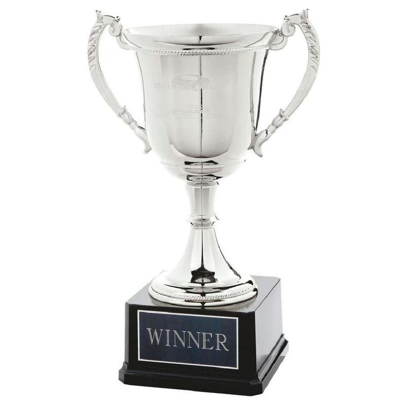 Nickel Plated Cup on Black Weighted Base – Silver