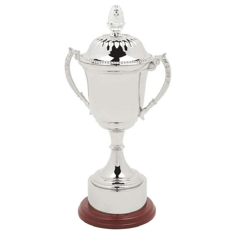 Nickel Plated Cup with Plinth Band & Lid - Silver