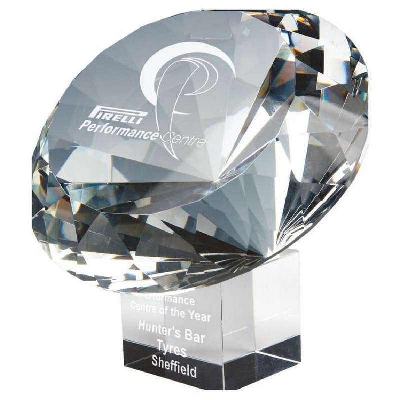 Heavy Crystal Diamond Resting on Crystal Base – Clear