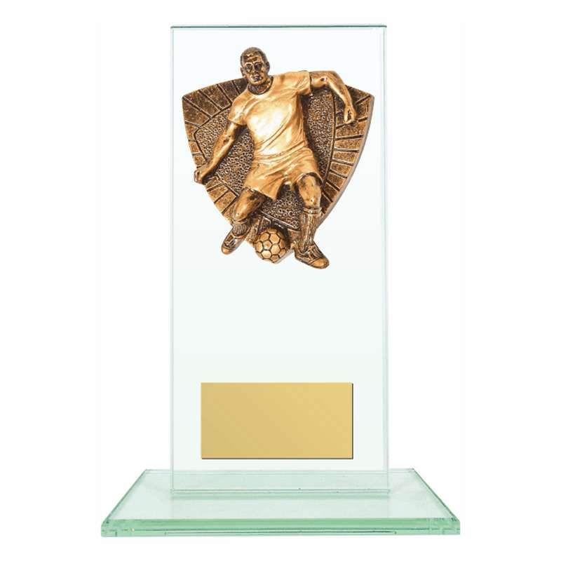 Jade Glass Stand with Resin Male Football Trim – Clear