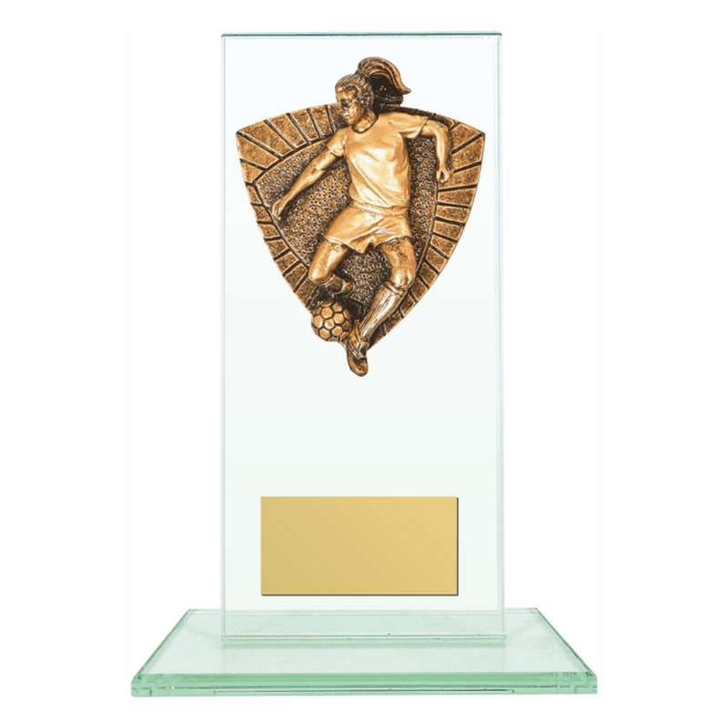 Jade Glass Stand with Resin Female Football Trim – Clear
