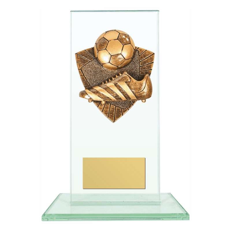 Jade Glass Stand with Resin Football Boot & Ball Trim – Clear